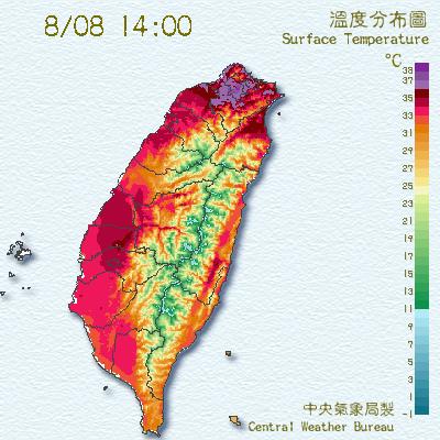 根據中央氣象局的資料顯示，台北市今日下午1點58分左右，氣溫飆至39.3度，創下台北氣象站設站117年以來的歷史紀錄。圖：翻攝自中央氣象局
