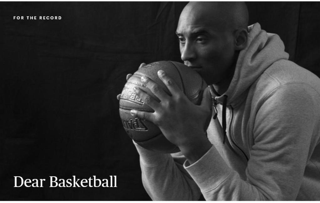 NBA湖人隊巨星Kobe Bryant，宣布將在這個賽季後正式退休。圖：翻攝自《球員論壇》(The Player's Tribune)。