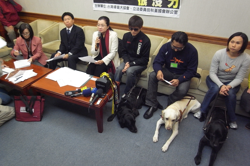 民進黨籍立法委員田秋堇指出，《身心障礙者權益保障法》第60條規定導盲犬可以跟隨盲人出入公共場所，可見法官對法條根本是無知。圖片：楊宗興/攝