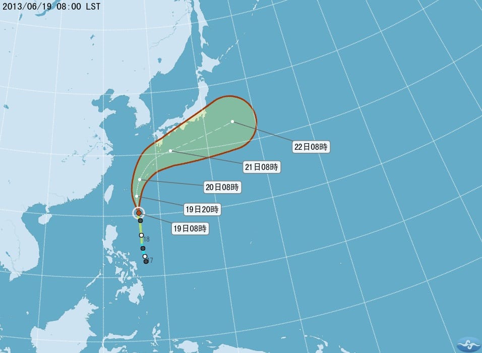 氣象局預報員蔡耀德表示，麗琶颱風將從台灣東北部海面通過，對台灣不會造成直接影響。圖：翻攝自中央氣象局
