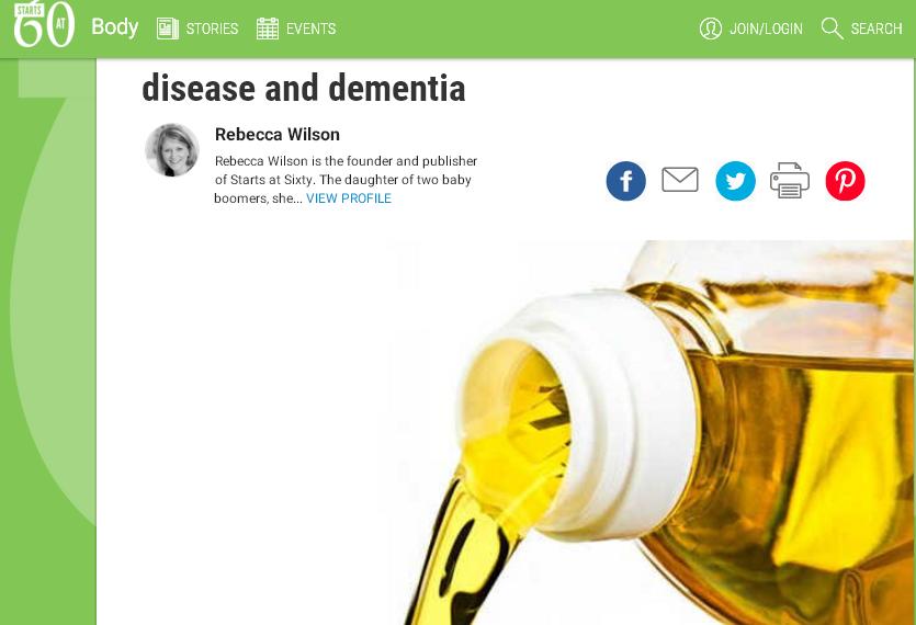 英國健康網站上也引述德蒙特福德大學生物分析化學教授馬丁•格魯特維爾德最新研究，提出食用油與疾病、老年癡呆症的關係。圖：翻攝starts at sixty網站