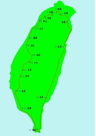 忘年勇士團總共規畫17站，透過單車的低碳旅遊方式，達到環島並親自遞送邀請卡的壯舉。圖片來源:社區大學全國促進會