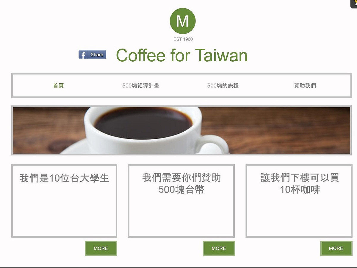 網友仿製台大集資募款計畫，也要募款下樓買咖啡。圖：翻拍自網站