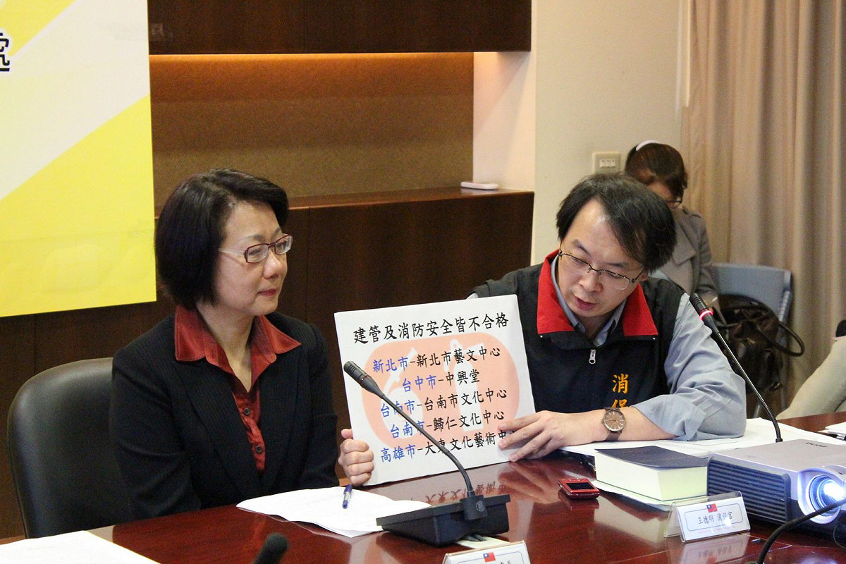 消保處點名新北市藝文中心、台中市中興堂、台南市文化中心、歸仁文化中心以及高雄市大東文化藝術中心等5大藝文場所消防、建管皆不合格。圖：莊崇暉/攝