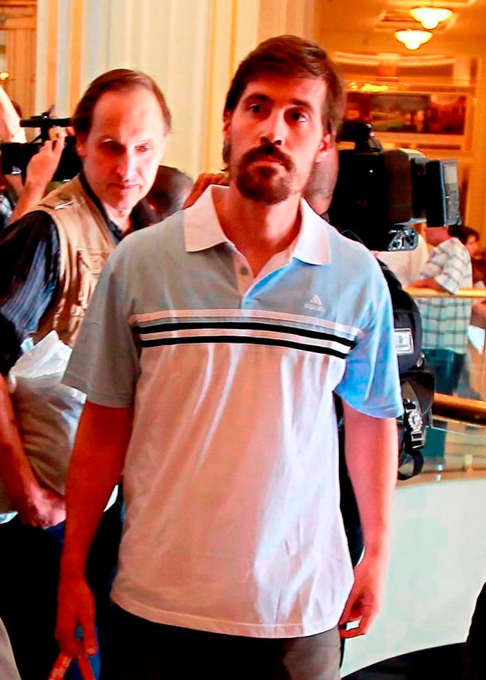 佛里（James Foley）於19日遭「伊拉克與黎凡特伊斯蘭國」組織（ISIS）份子斬首。圖為2011年他被黎巴嫩政府釋放的照片。圖片來源：達志影像/路透社。