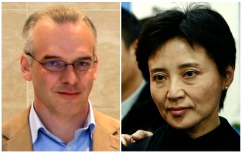 谷開來(右)被控毒殺英國商人海伍德(左)。圖片來源:達志影像/路透社。