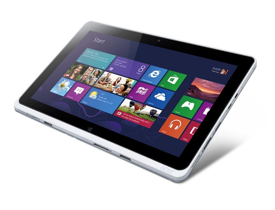 宏碁W5系列Windows 8平板電腦，其螢幕為10.1吋。圖：宏碁提供。