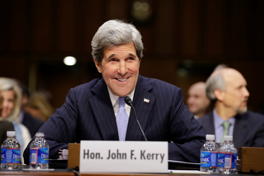 美國國務卿凱瑞(John Kerry)上週六(15日)抵達印尼，在首都雅加達發表的演講中，他具體指出人類活動是導致氣候變暖的元兇，且稱氣候變化將是「最可怕的大規模殺傷性武器」。圖片來源：達志影像/美聯社資料照片