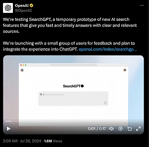 挑戰Google!OpenAI開始測試AI搜尋功能「SearchGPT」