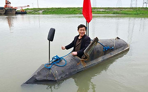 中國老農自製潛艇 可載2人潛8公尺停留30分鐘