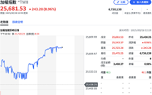 權值股點火！台股大盤攻上25,700點再刷歷史新高