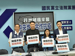 籲加強邊境管制防豬瘟 藍黨團拋提早成立中央災害應變中心