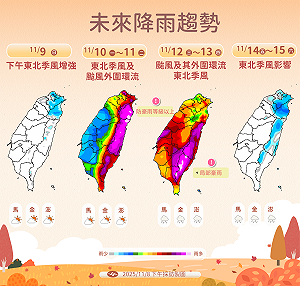 雨至少連下5天共伴　氣象署揭降雨時序圖
