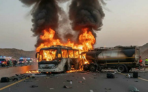 僅一人生還! 麥加朝聖慘劇 巴士載滿印度朝聖客與油罐車相撞起火恐45死