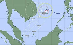 麻六甲首個「熱帶風暴」進入南海！最快明早成為「洛鞍」颱風