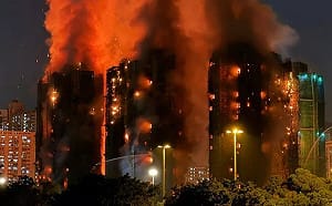 香港大火詭異影片流出！背離火點處先著火  李沐陽疑：難道火苗會轉彎