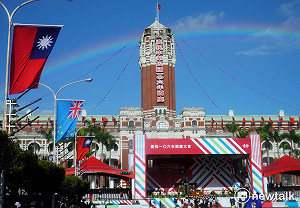 超熱！國慶天公「烤番薯」 超美彩虹現身總統府