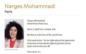 伊朗再捕諾貝爾和平獎得主穆哈瑪迪　人權組織譴責