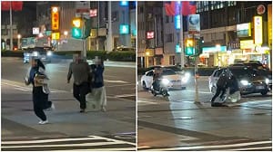 (影)北捷善導寺站外驚傳隨機攻擊！ 失控男子逼近女路人、攔車猛踹