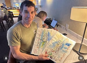 台灣速寫家吳沁頤贈「攀登101畫作」！霍諾德燦笑嗨喊：要掛在家裡牆上