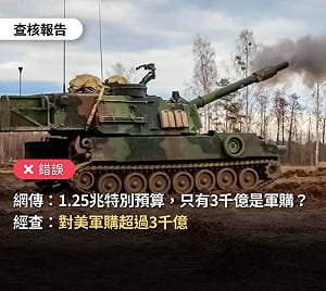 網傳「1.25兆只有3千億是軍購」非事實！ 事實查核中心曝謠言源頭