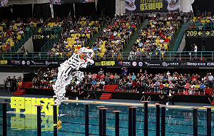 高雄水陸戲獅甲  五國爭冠兩隊不慎落水