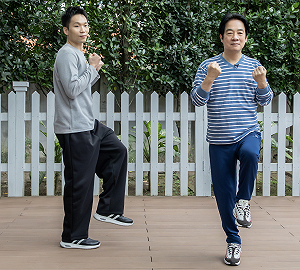 賴清德和李洋動次動！罕見藍色運動套裝 熱跳居家健康操畫面曝光 