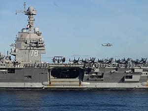 美國海軍「福特號」航艦紅海起火2傷　作戰能力不受影響