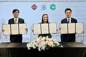 陳其邁再促台美日三方合作   聖安東尼、熊本市長高雄簽署新創MOU