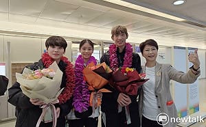 跆拳道甜心王婕菱與台南小將歐陸奪金摘銀凱旋  陳亭妃親赴桃機驚喜接機