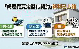 成屋買賣新制今上路！節能標示、光電設備同步揭露