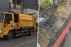 超噁畫面曝！台中垃圾車餿水直接倒水溝 環保局認疏失