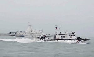 （影）金門海域再傳侵擾！中國4海警船及1海事局船闖限制水域　海巡一對一併航強勢驅離