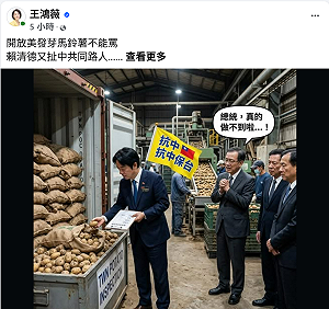 開放美發芽馬鈴薯惹議　王鴻薇批賴清德「食安也扯抗中保台」