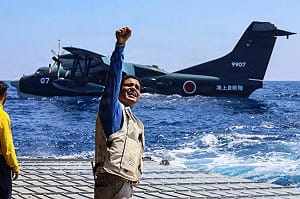 美菲「肩並肩」！日本US-2水上飛機首度參與  南海同框美船塢登陸艦