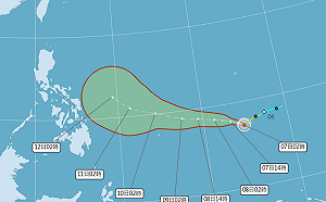 哈格比颱風路徑曝光！今午後東半部及大台北局部陣雨、明全台有雨