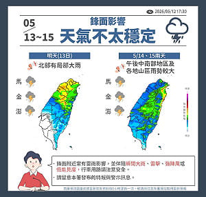 全台明起變天！氣象署發布最新降雨熱區：北部嚴防局部大雨