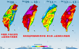 梅雨鋒面下週到！全台雨勢「紅到發紫」 未來一週降雨趨勢一圖看