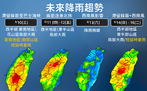 一圖掌握未來一週雨勢！氣象署示警「這2天」降雨最猛