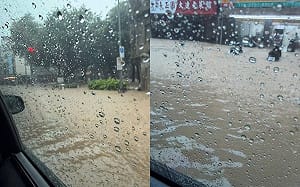 雨彈狂炸雙北！內湖多處嚴重淹水 機車泡水慘況曝