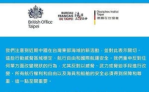 駐台歐洲三大國發聯合聲明關切東部海域  台灣基進：台灣命運與全球綑綁