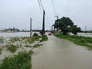 (影) 驚見騎士連人帶車被沖走! 新竹清華旁上坡路成「滑水道」 東門國小也大淹水