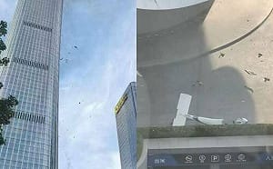 (影)小飛機撞北京第一高樓「中信大廈」冒煙殘骸四散 中國封鎖消息