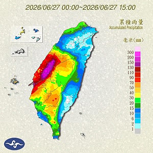 雲林6小時炸雨230毫米！雨量圖「頭腳紫爆」變「中部瘀青」放晴時間曝光