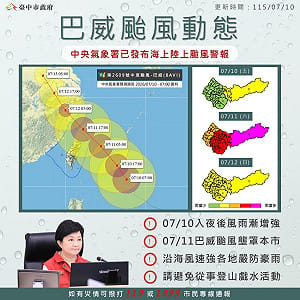 台中11日雨量恐破300毫米 中市府提醒市民務必提高警覺 