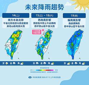 颱風海神生成！明起天氣轉不穩　未來一週豪雨熱區曝光