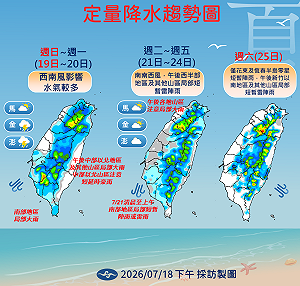 熱帶擾動醞釀中！下週雨區大洗牌 未來一週天氣趨勢一圖看