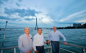 另類城市外交！侯友宜邀谷立言、片山和之搭船欣賞淡江大橋