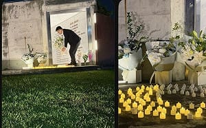 網友捕捉溫暖一幕！賴瑞隆低調赴81氣爆公園獻花 「彼一暝，咱嘛猶原記得」引共鳴