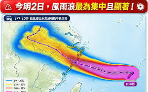 白海豚風雨今明最劇烈！台中以北防豪雨 北海岸恐現6米巨浪